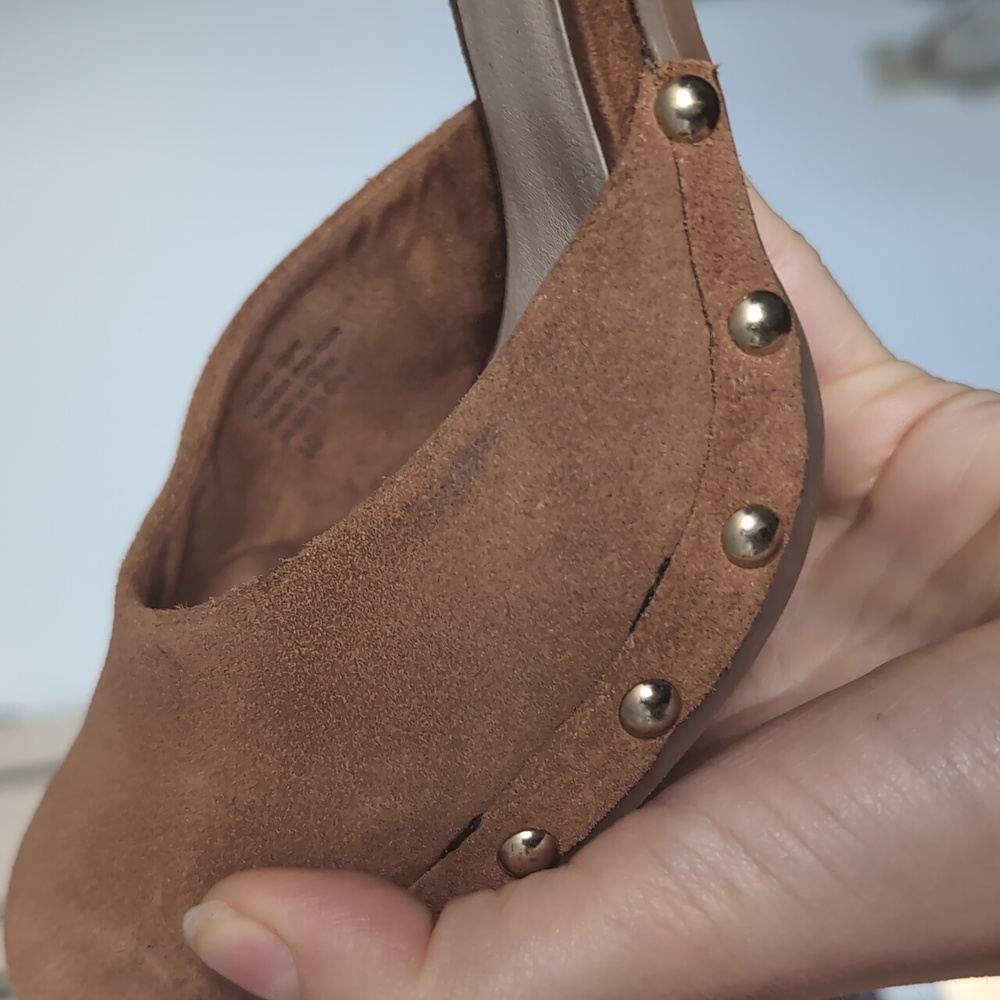 Seychelles Size 10 Tan Suede Leather Chunky Heel‎ Tie Up Closed Toe - Picture 8 of 8